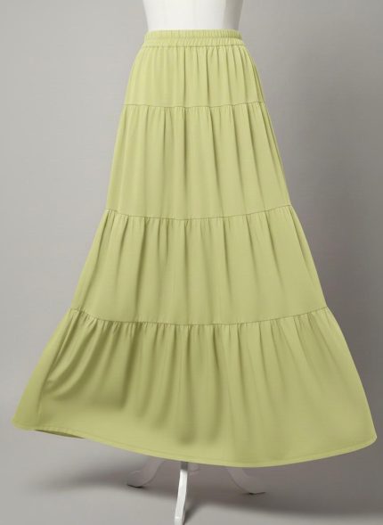 Lime Green Georgette Maxi Skirt